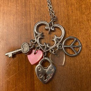 Silver Necklace Heart with Charms